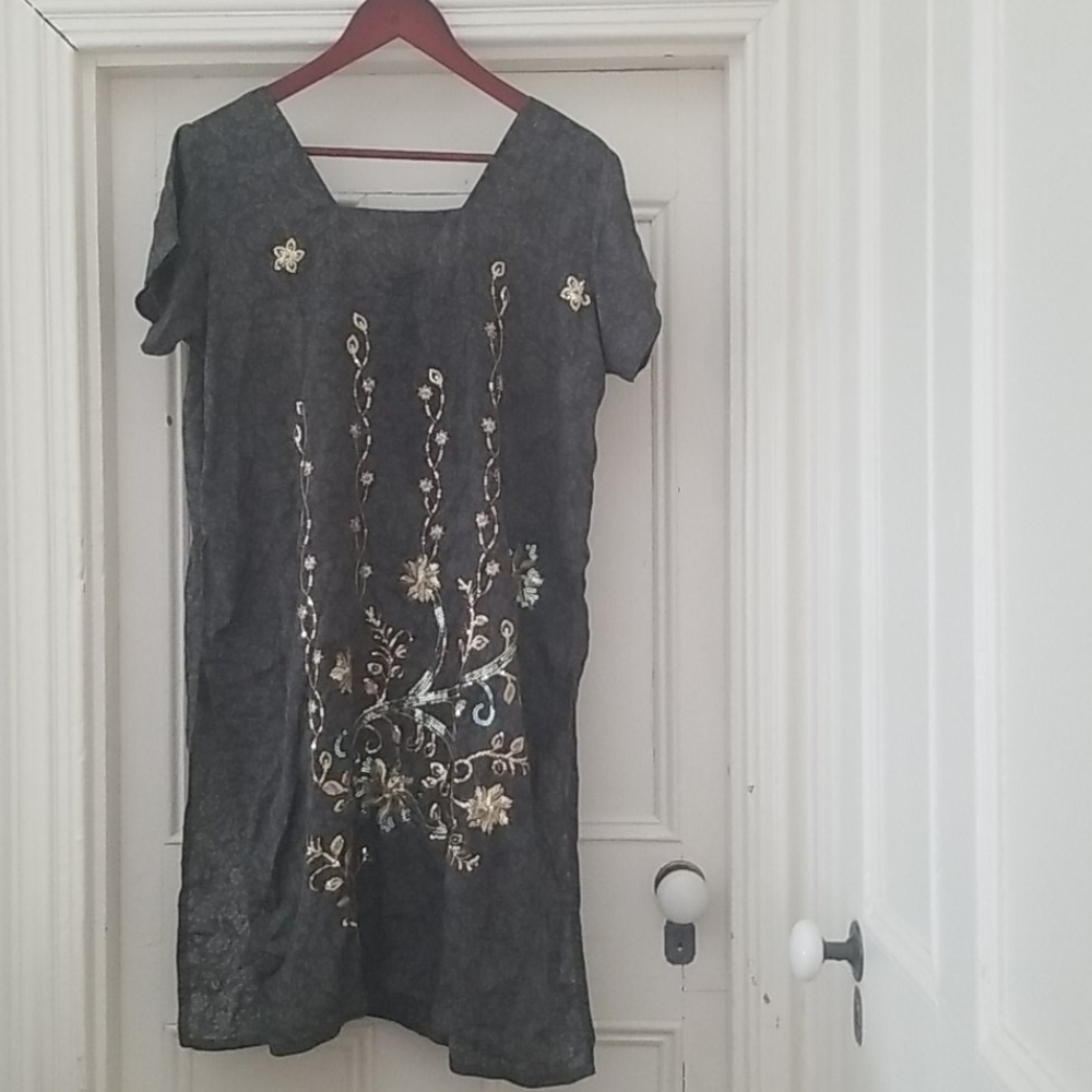 Silk embroidered sequin dress